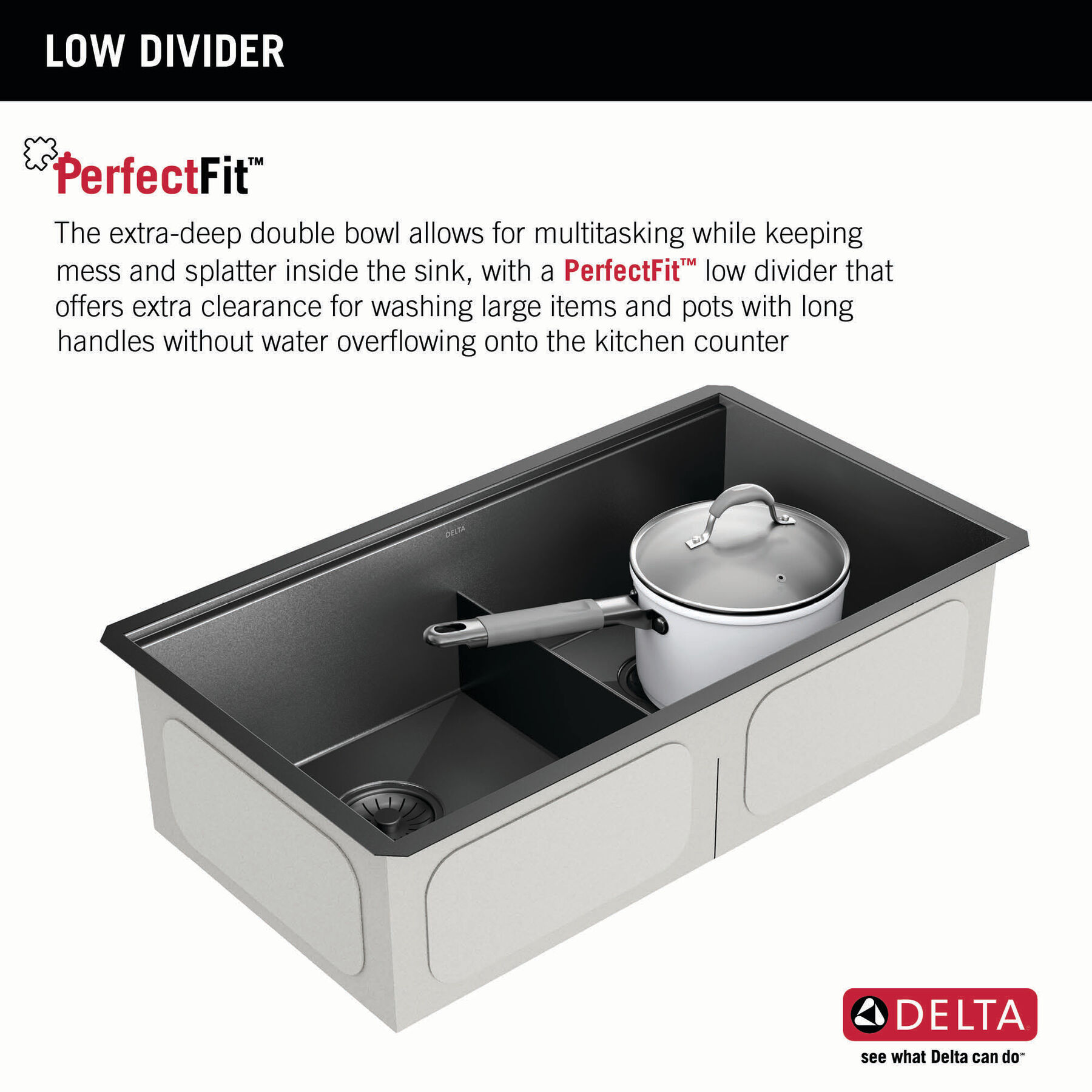 Lavabo de cocina tipo estación de trabajo con dos receptáculos calibre 16 de 33" de montaje bajo encimera, con reborde WorkFlow™ y accesorios, imagen 9